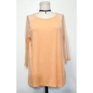 Orange Sherbert Mesh Sleeve Top